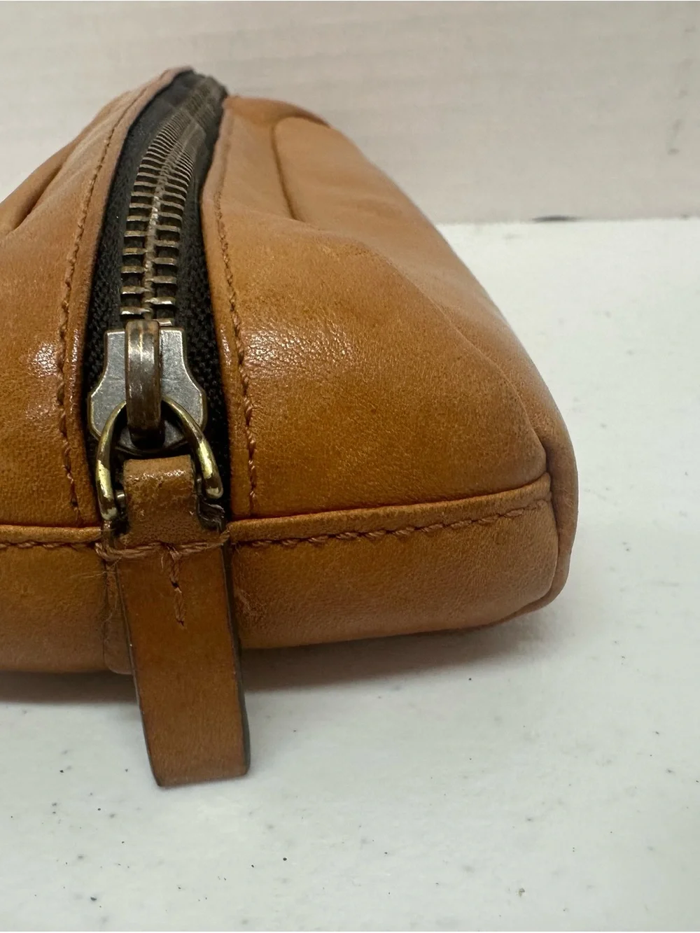 TUMI 40th Anniversary 1975 Brown Leather Pencil Case Cord Tech Pouch